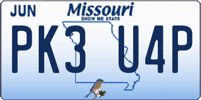 MO license plate PK3U4P