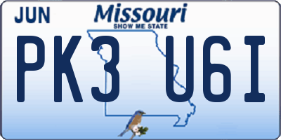 MO license plate PK3U6I
