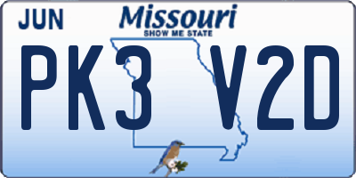 MO license plate PK3V2D