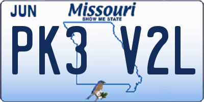MO license plate PK3V2L