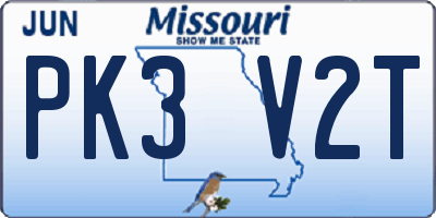 MO license plate PK3V2T