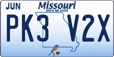 MO license plate PK3V2X