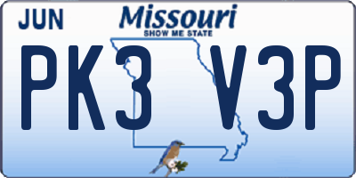 MO license plate PK3V3P