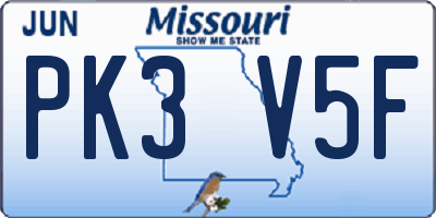 MO license plate PK3V5F