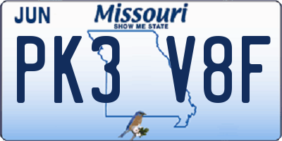MO license plate PK3V8F