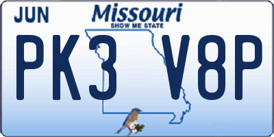 MO license plate PK3V8P