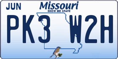 MO license plate PK3W2H