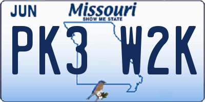 MO license plate PK3W2K