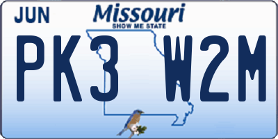 MO license plate PK3W2M