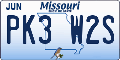 MO license plate PK3W2S
