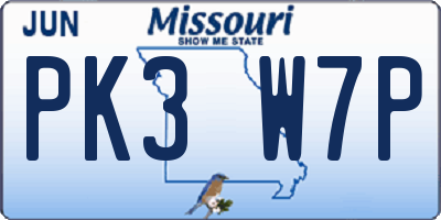 MO license plate PK3W7P