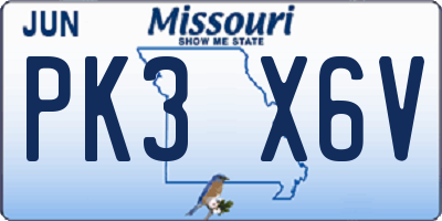 MO license plate PK3X6V