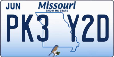 MO license plate PK3Y2D