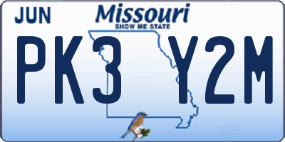 MO license plate PK3Y2M