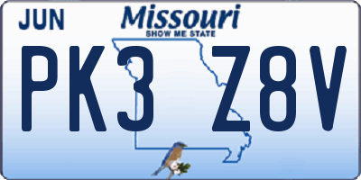 MO license plate PK3Z8V