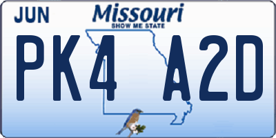 MO license plate PK4A2D