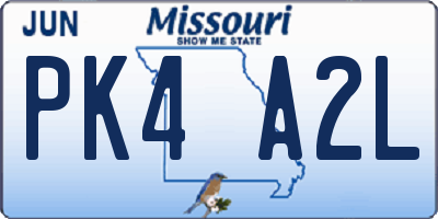 MO license plate PK4A2L