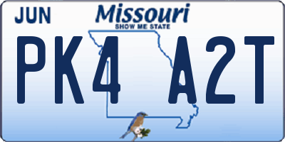 MO license plate PK4A2T