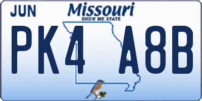 MO license plate PK4A8B
