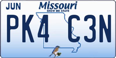MO license plate PK4C3N