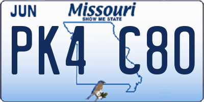 MO license plate PK4C8O