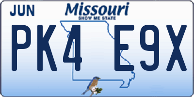 MO license plate PK4E9X