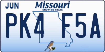 MO license plate PK4F5A