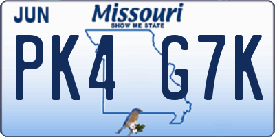 MO license plate PK4G7K