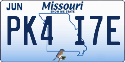 MO license plate PK4I7E