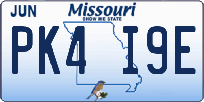 MO license plate PK4I9E