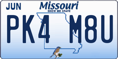 MO license plate PK4M8U