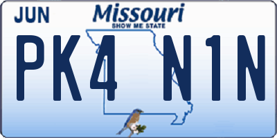 MO license plate PK4N1N