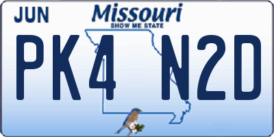 MO license plate PK4N2D