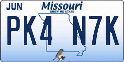 MO license plate PK4N7K