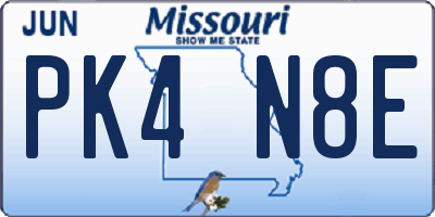 MO license plate PK4N8E
