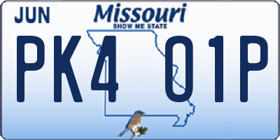 MO license plate PK4O1P