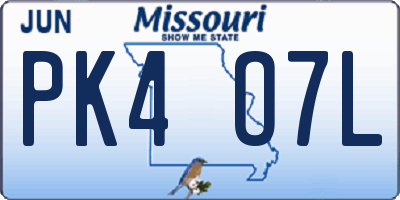 MO license plate PK4O7L