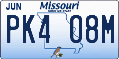 MO license plate PK4O8M