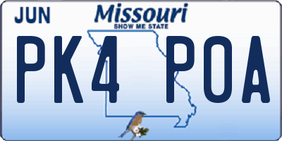 MO license plate PK4P0A