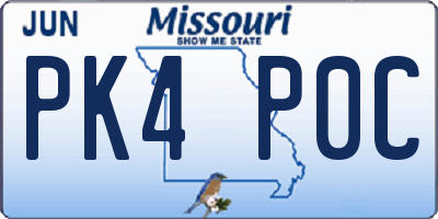 MO license plate PK4P0C
