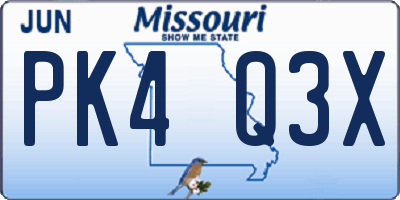 MO license plate PK4Q3X