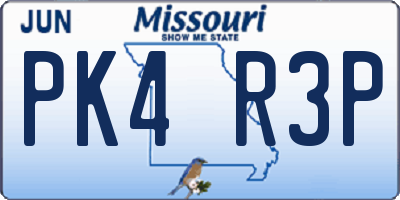 MO license plate PK4R3P