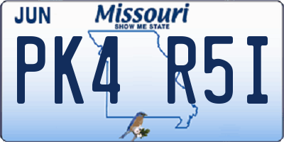 MO license plate PK4R5I