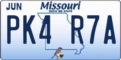 MO license plate PK4R7A