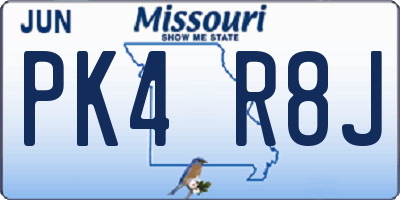 MO license plate PK4R8J