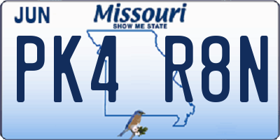 MO license plate PK4R8N