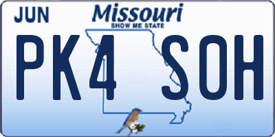 MO license plate PK4S0H