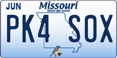 MO license plate PK4S0X