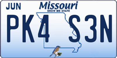 MO license plate PK4S3N