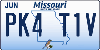 MO license plate PK4T1V